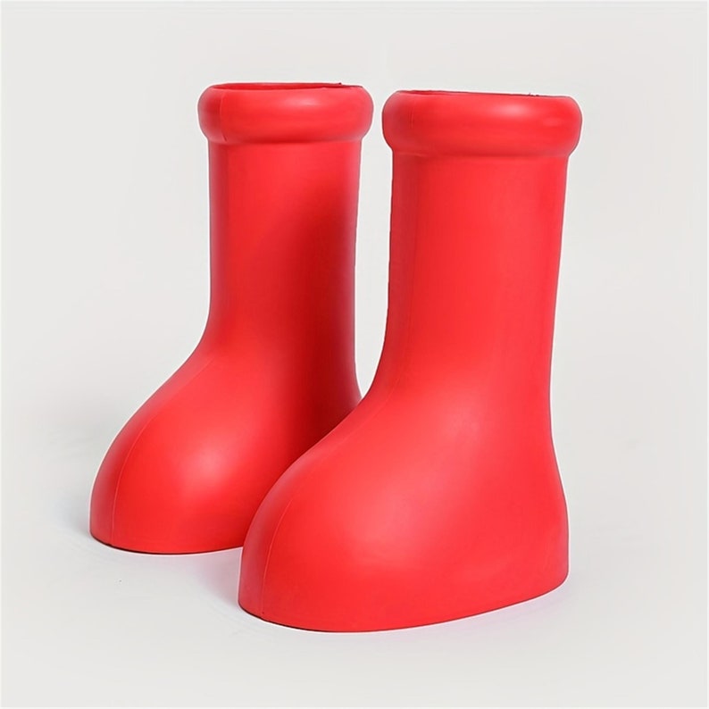 Men's Red Astroboy Boots Trendy High Cartoon Round Toe Big Red