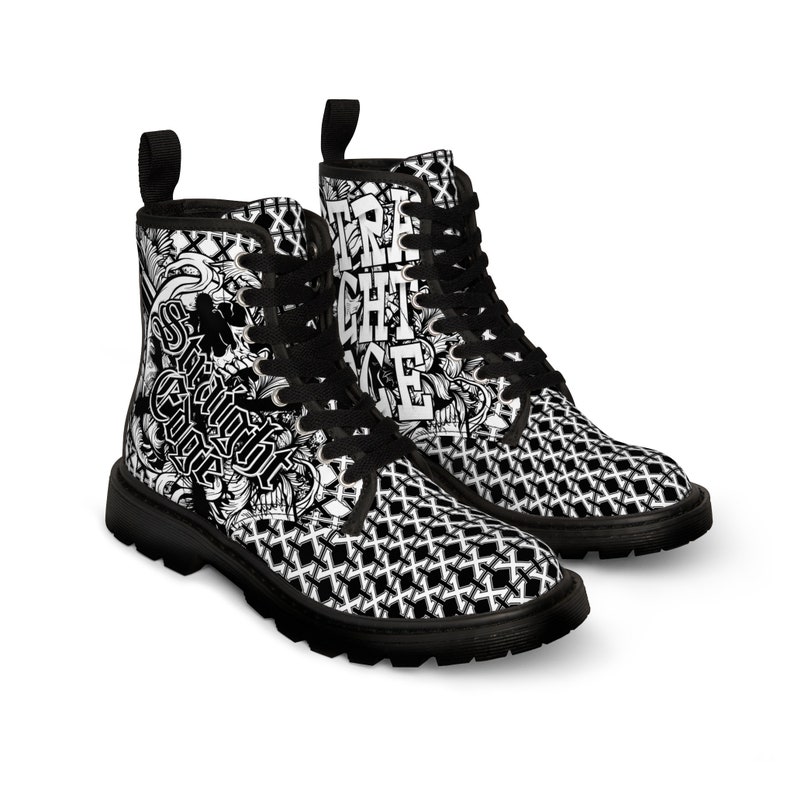 Men's Canvas Boots Straight Edge Hardcore Street Apparel Black &