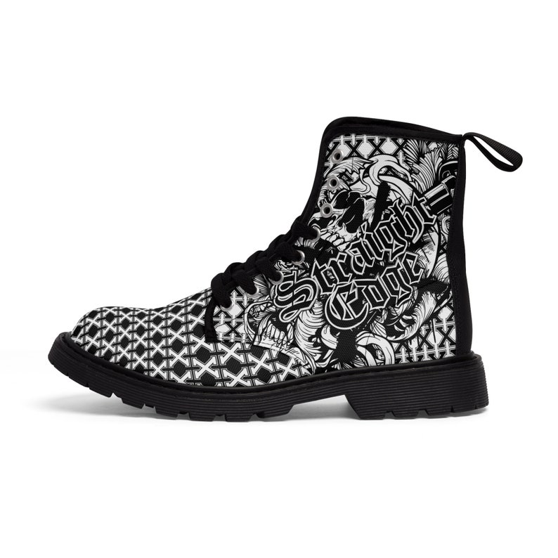 Men's Canvas Boots Straight Edge Hardcore Street Apparel Black &