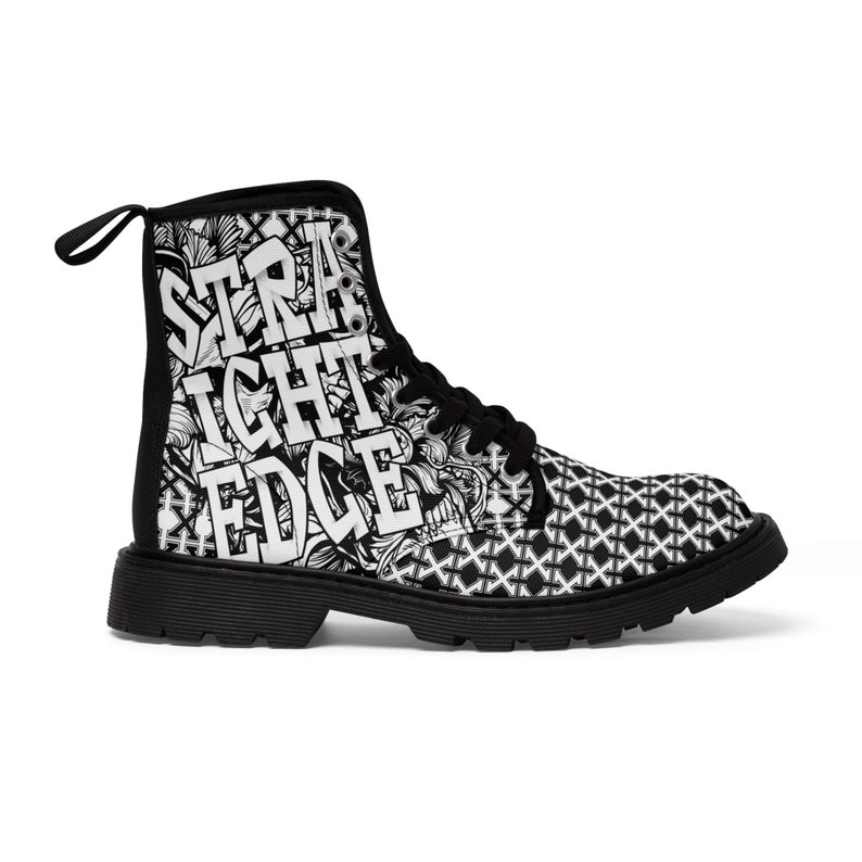 Men's Canvas Boots Straight Edge Hardcore Street Apparel Black &