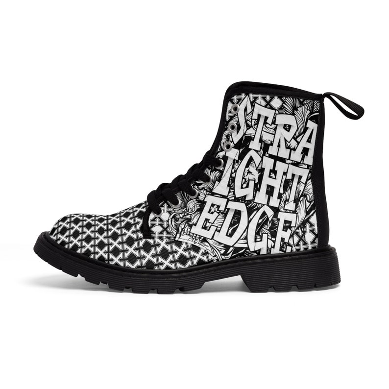 Men's Canvas Boots Straight Edge Hardcore Street Apparel Black &