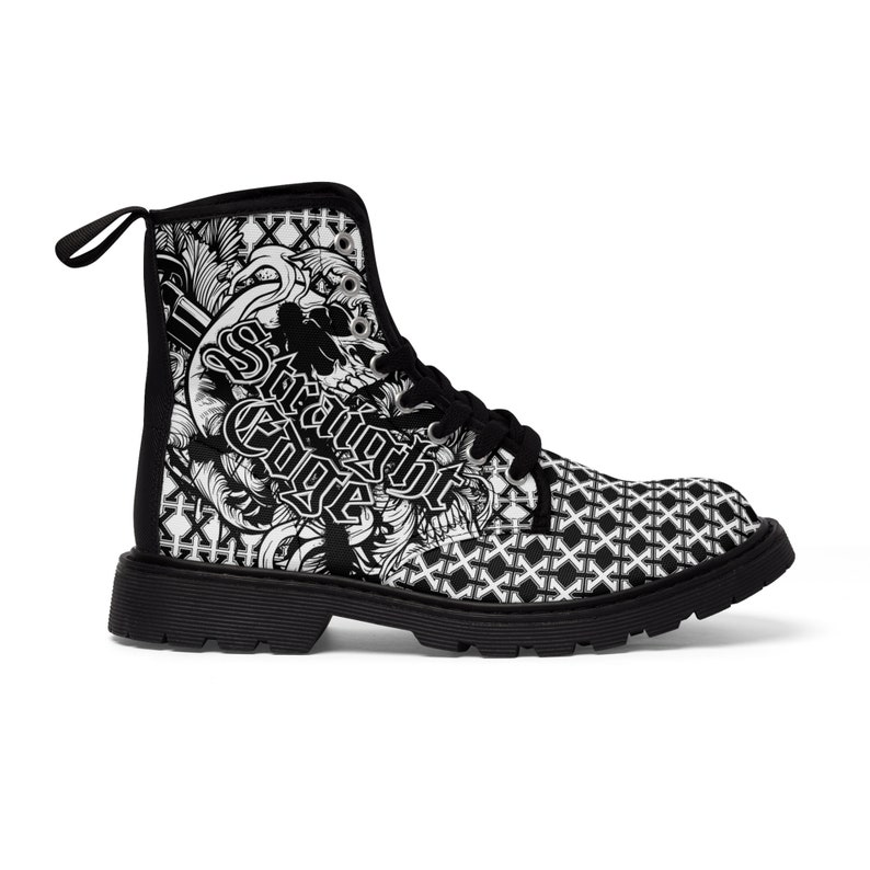 Men's Canvas Boots Straight Edge Hardcore Street Apparel Black &