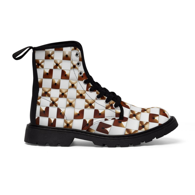 Women's Canvas Boots Boots Brown and White Boots Canvas