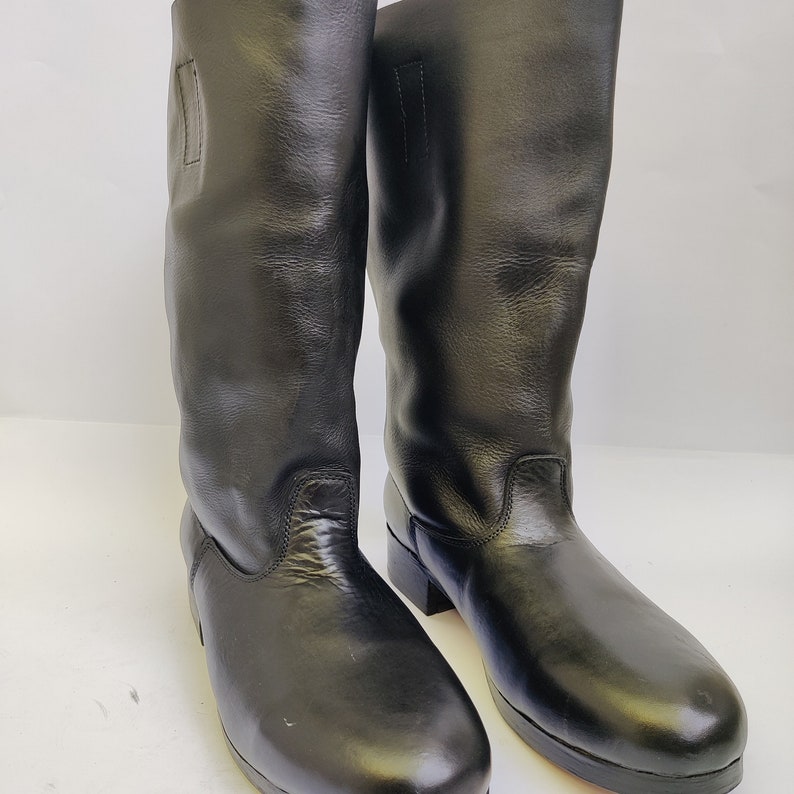 Men's Black Leather Long Boot With Hobnails. Horse Riding Boot Jack