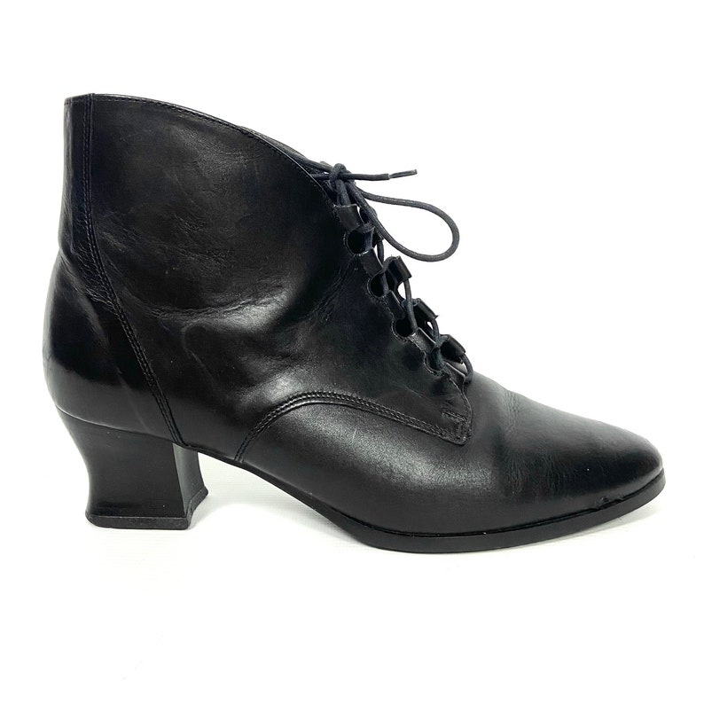 Women's 90s Black Leather Ankle Boots by St. Michael M&S. Grannys