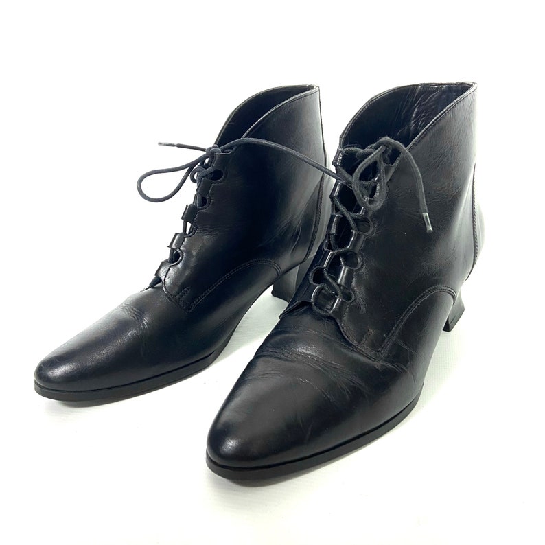 Women's 90s Black Leather Ankle Boots by St. Michael M&S. Grannys