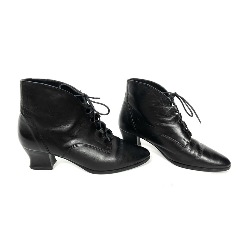 Women's 90s Black Leather Ankle Boots by St. Michael M&S. Grannys