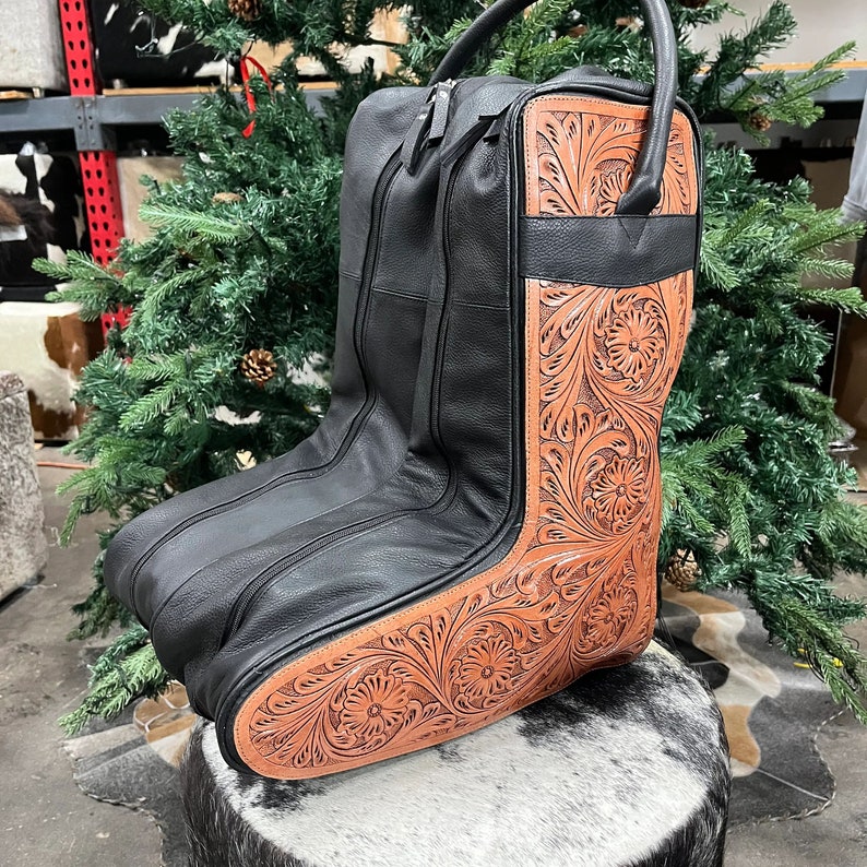 Men's Tooled Leather Boot Bag