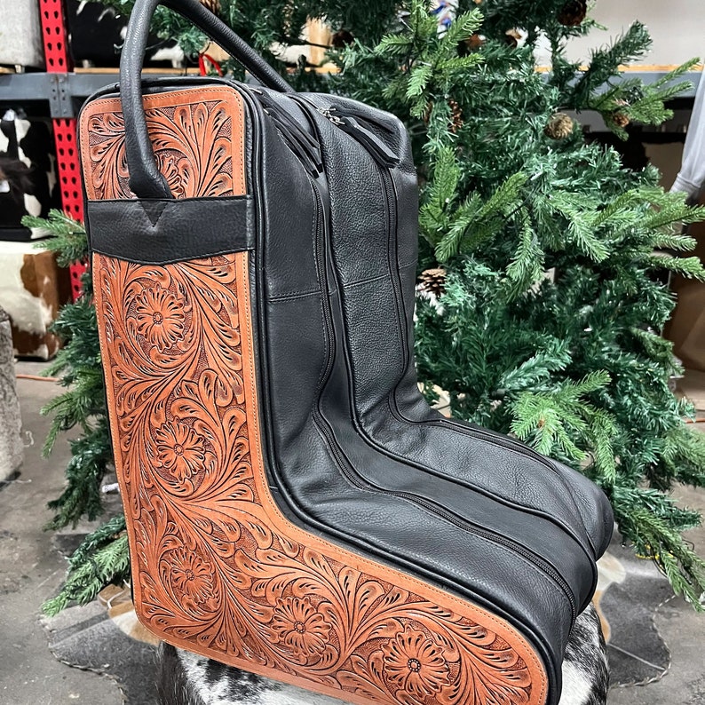 Men's Tooled Leather Boot Bag