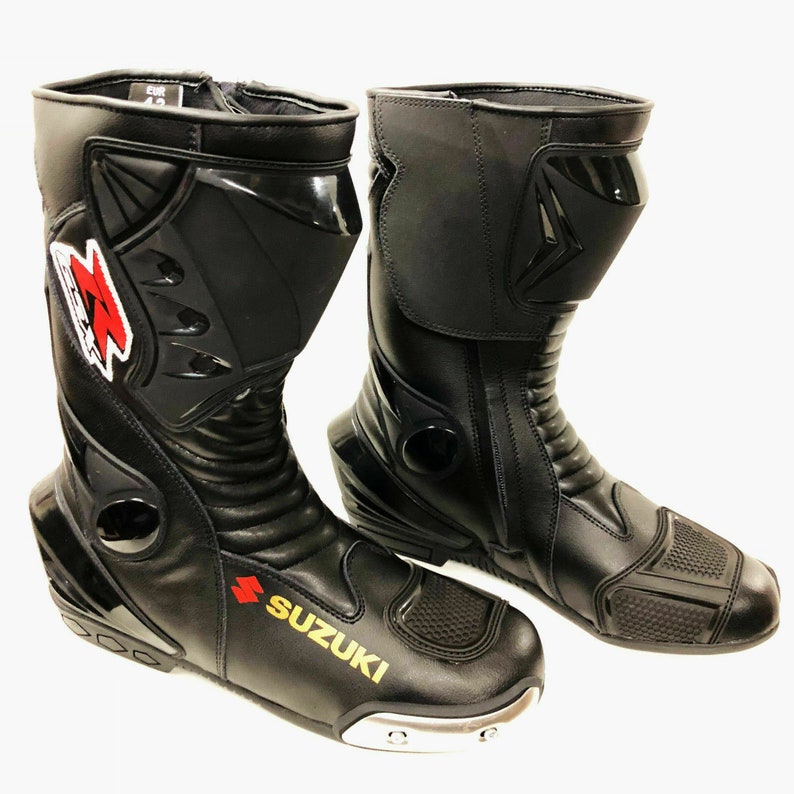 Men's SUZUKI GSXR Motorbike Shoes and Gloves Made of Leathers Racing