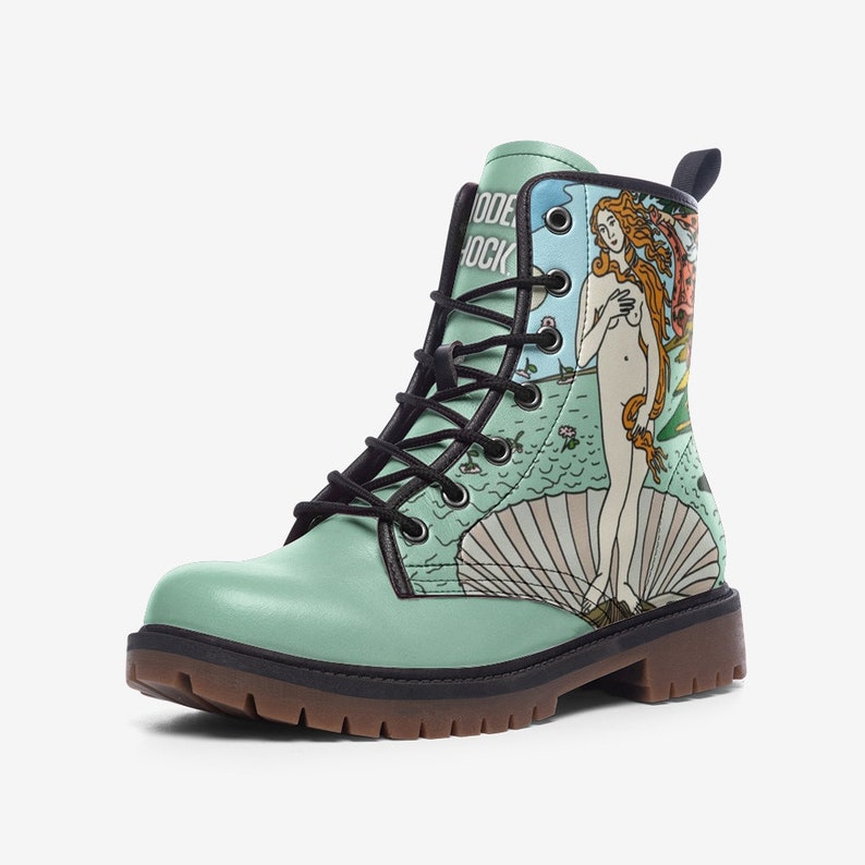 Men's Venus Botticelli Pastel Green Leather Unisex Boots Vegan