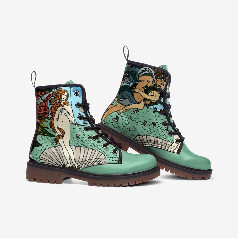 Men's Venus Botticelli Pastel Green Leather Unisex Boots Vegan