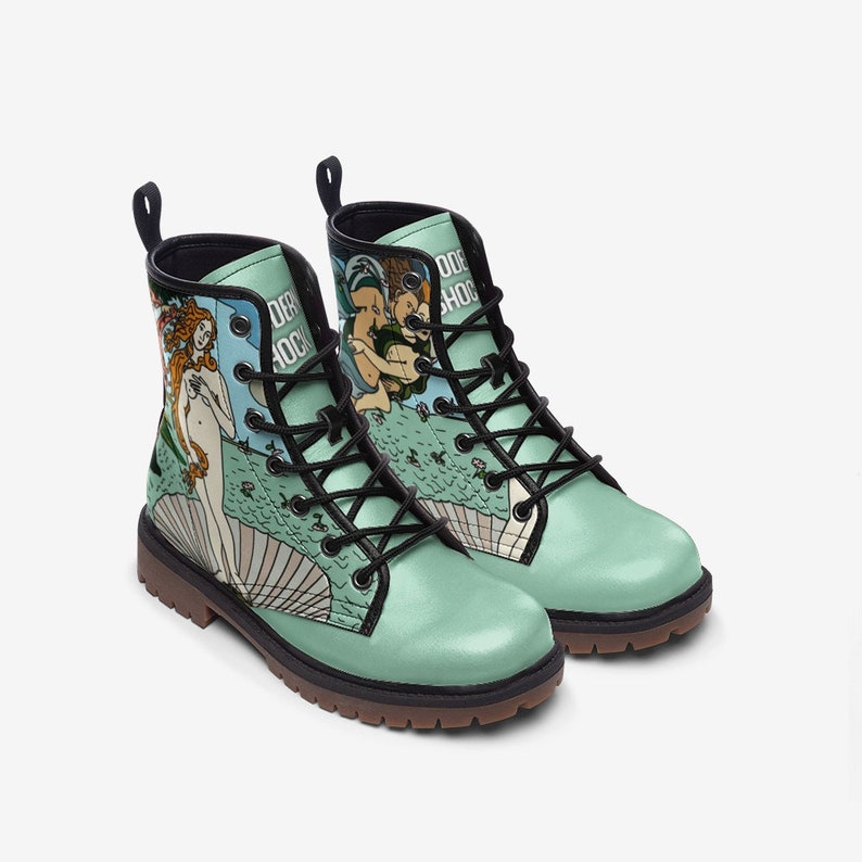 Men's Venus Botticelli Pastel Green Leather Unisex Boots Vegan