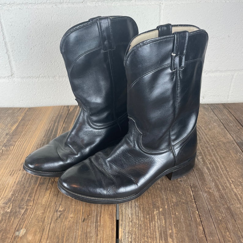 Men's Vintage Laredo Black Leather Boots 1/2 EE