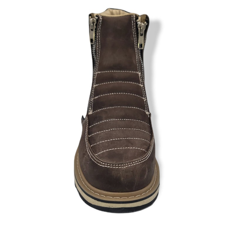 Men's Oil Resistant WORK BOOT Double Zipper Chocolate