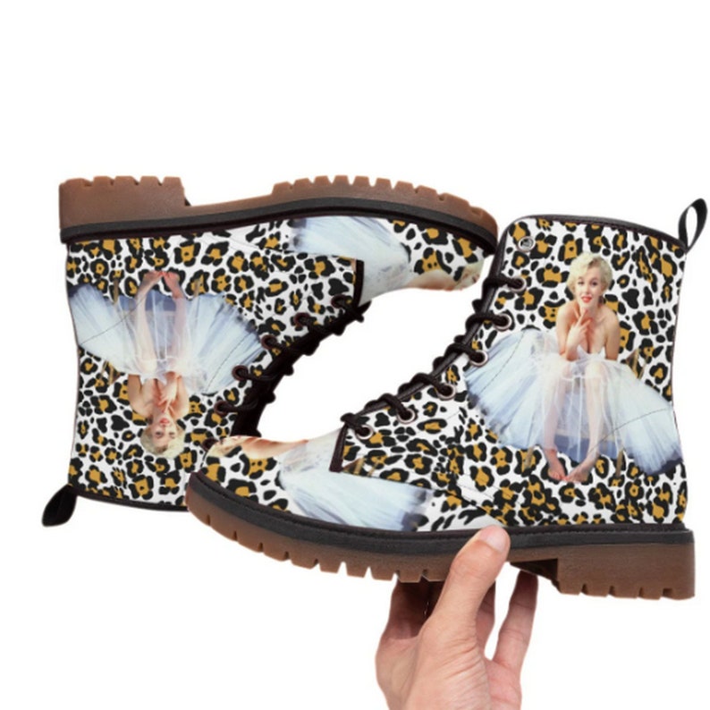 Men's Marilyn Monroe Leopard Style UNISEX Vegan Leather Boots