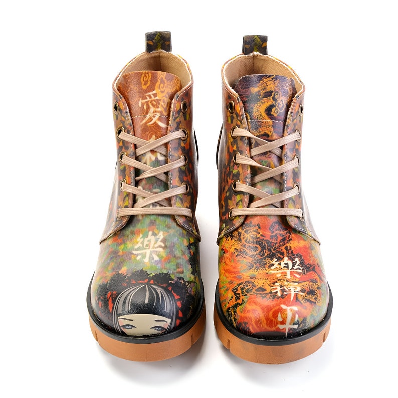 Women's Gobyanklebootsnope Lace-upvegan Boots printed