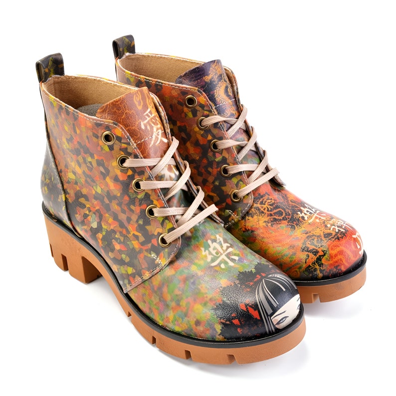 Women's Gobyanklebootsnope Lace-upvegan Boots printed