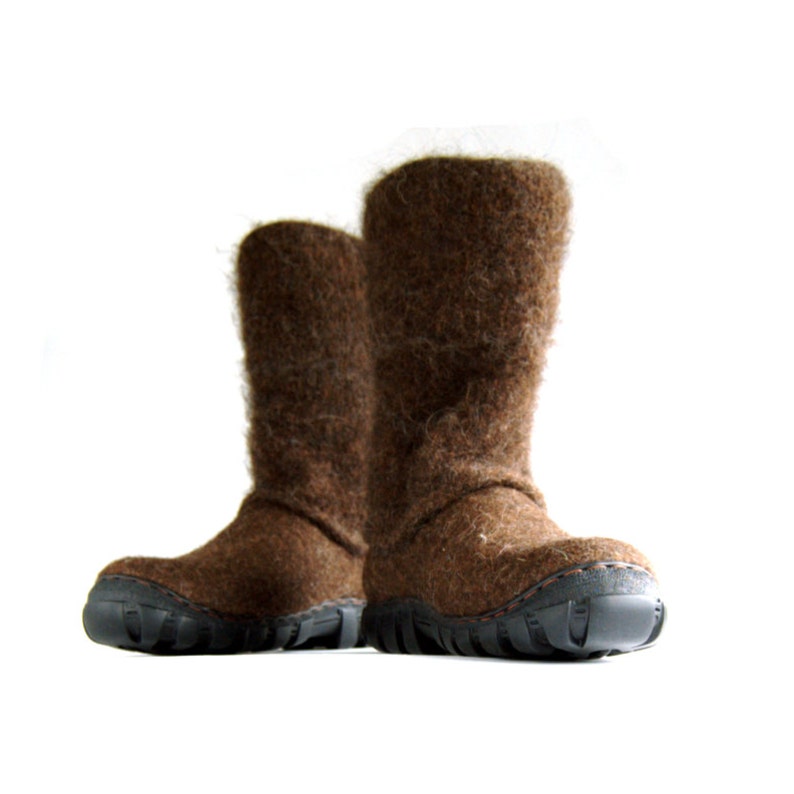 Women's Felted Boots Natural Brown Boots Felted Wool Boot