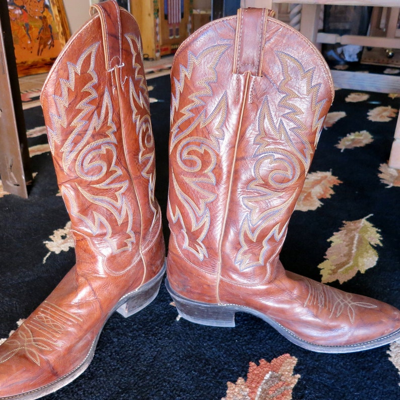 Men's EXCELLENT JUSTIN COWBOY Boots 1/2 Apache Bay Quality