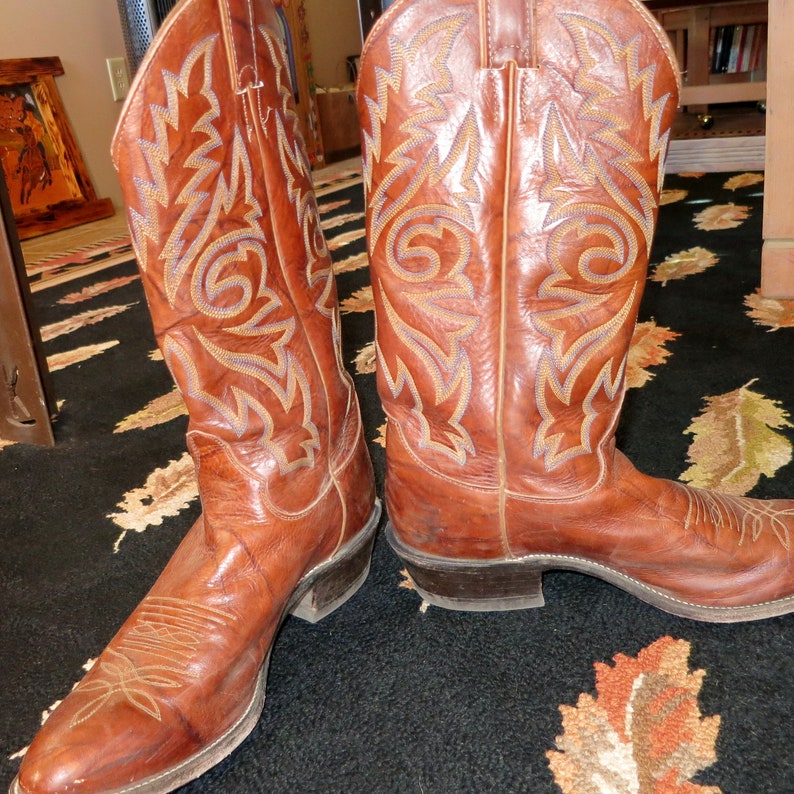 Men's EXCELLENT JUSTIN COWBOY Boots 1/2 Apache Bay Quality