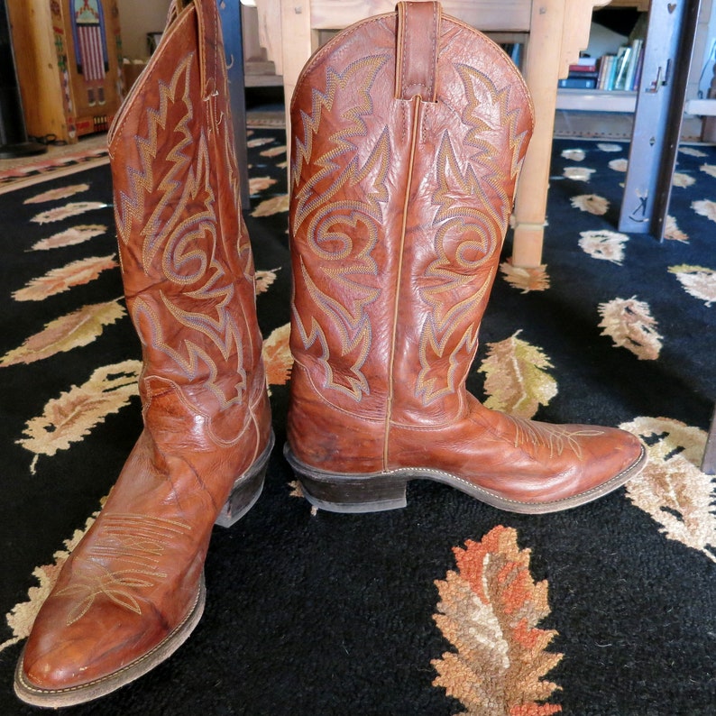 Men's EXCELLENT JUSTIN COWBOY Boots 1/2 Apache Bay Quality