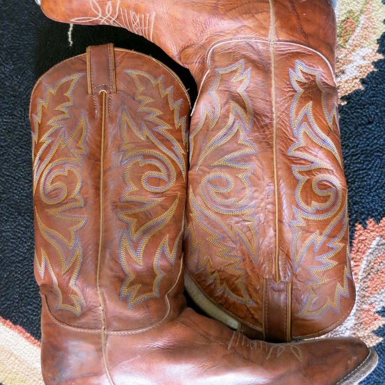 Men's EXCELLENT JUSTIN COWBOY Boots 1/2 Apache Bay Quality