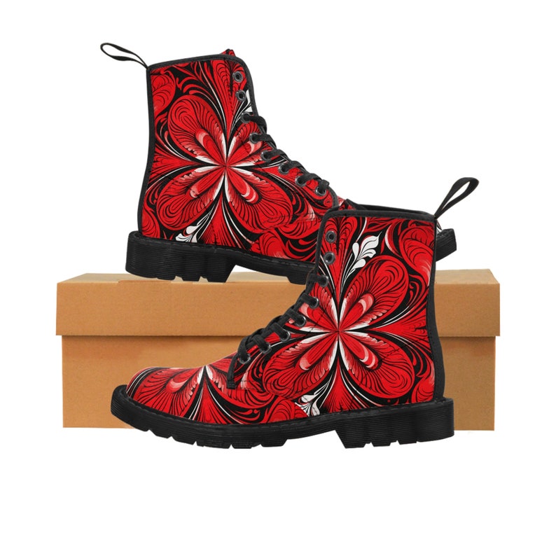 Men's Relaxing Red Pattern-v-1Canvas Boots