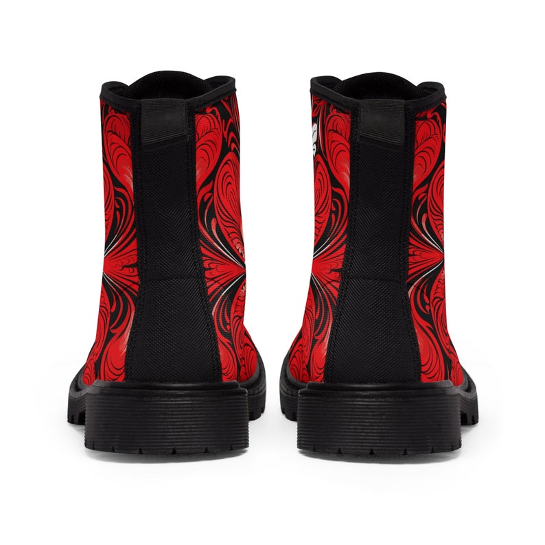 Men's Relaxing Red Pattern-v-1Canvas Boots