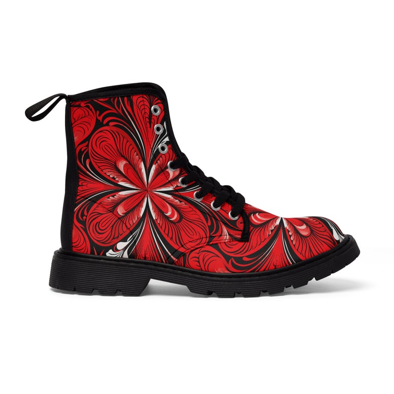 Men's Relaxing Red Pattern-v-1Canvas Boots