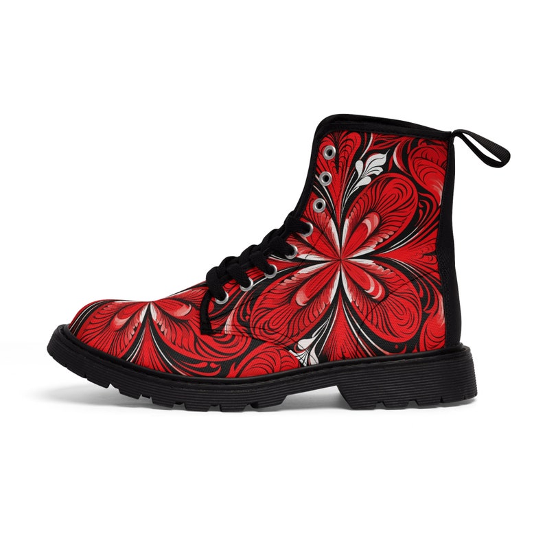 Men's Relaxing Red Pattern-v-1Canvas Boots