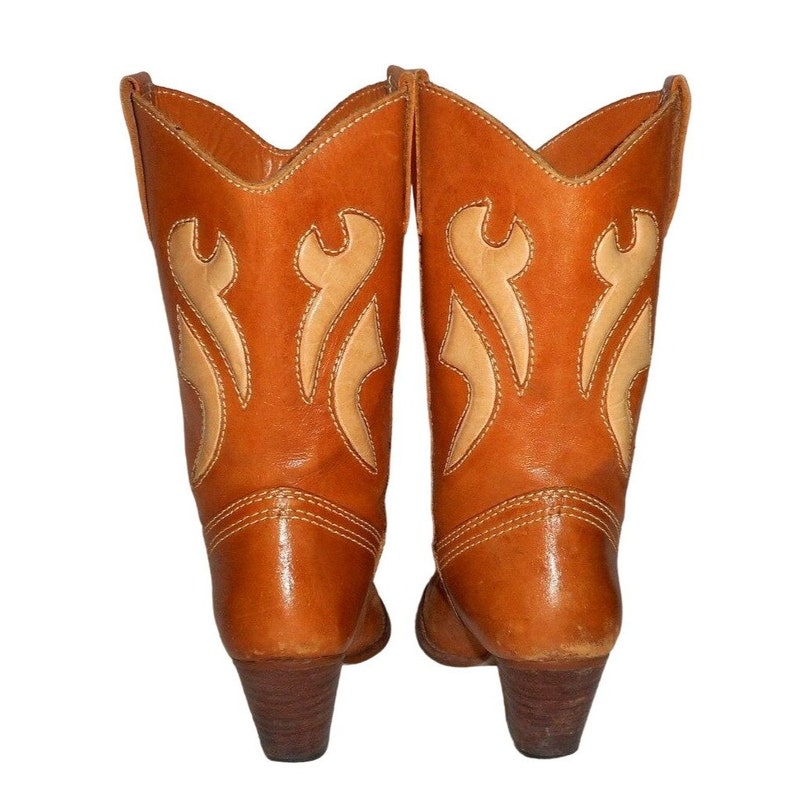 Women's Vintage Cowgirl Boots Western Fashion Ladies 7 M Tan Cowboy