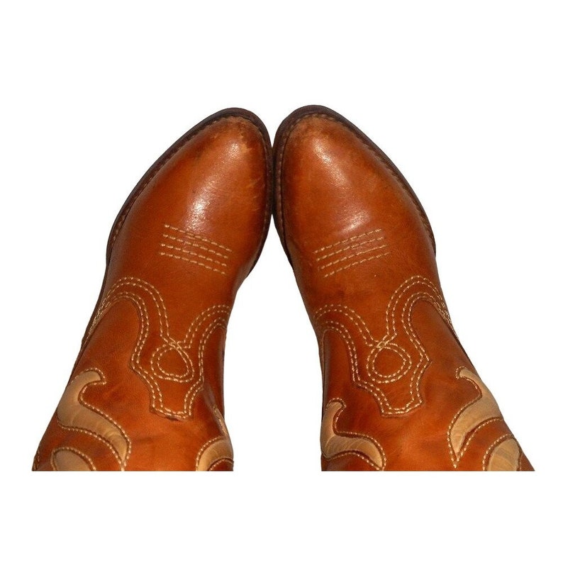 Women's Vintage Cowgirl Boots Western Fashion Ladies 7 M Tan Cowboy