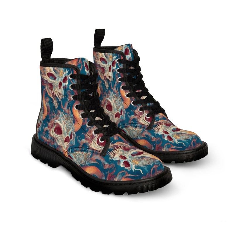 Men's High Top Boots I 1460 I Printed Oriental Dragon Canvas