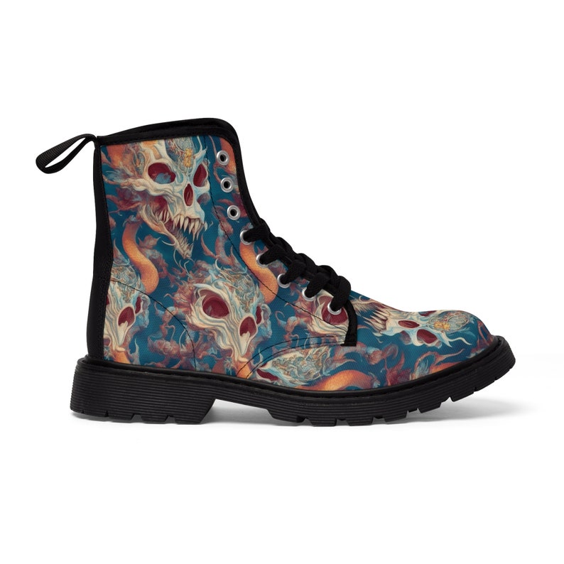 Men's High Top Boots I 1460 I Printed Oriental Dragon Canvas