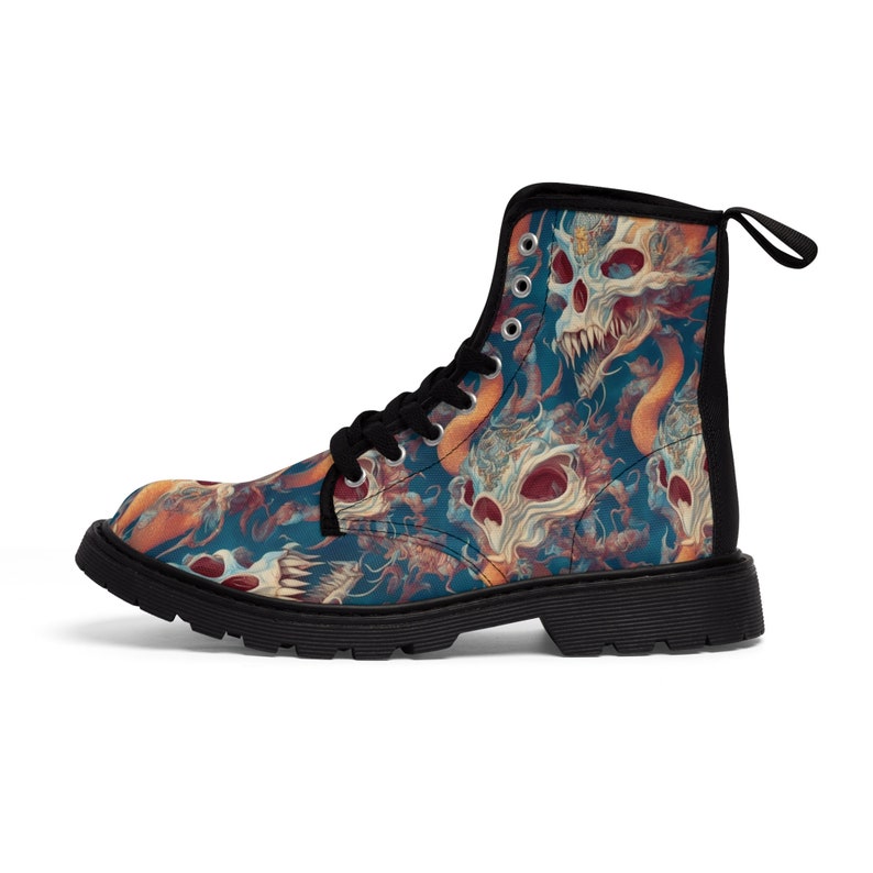 Men's High Top Boots I 1460 I Printed Oriental Dragon Canvas