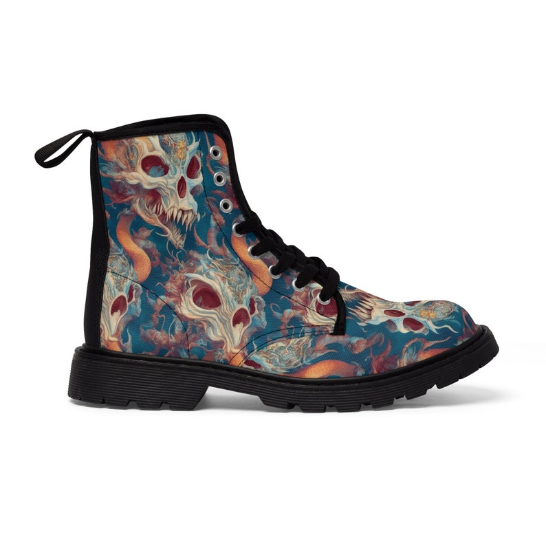 Men's High Top Boots I 1460 I Printed Oriental Dragon Canvas