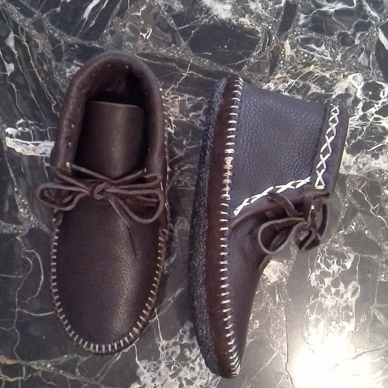 Men's Buffalo Hide Moccasins Lined With Deerskin With a Double