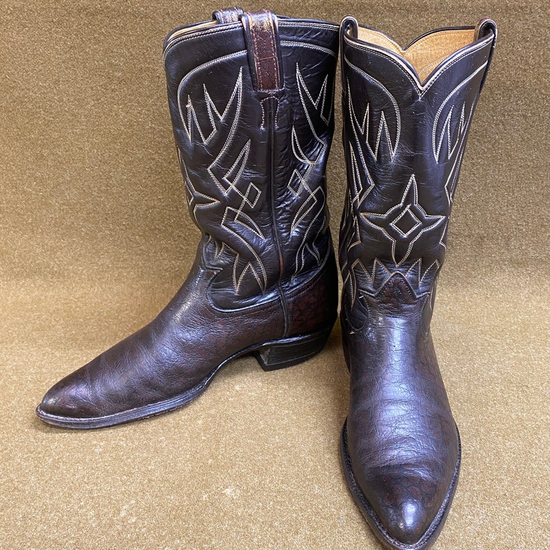 Men's Tony Lama Cowboy Western Ranch Stitching Style 6180 Black