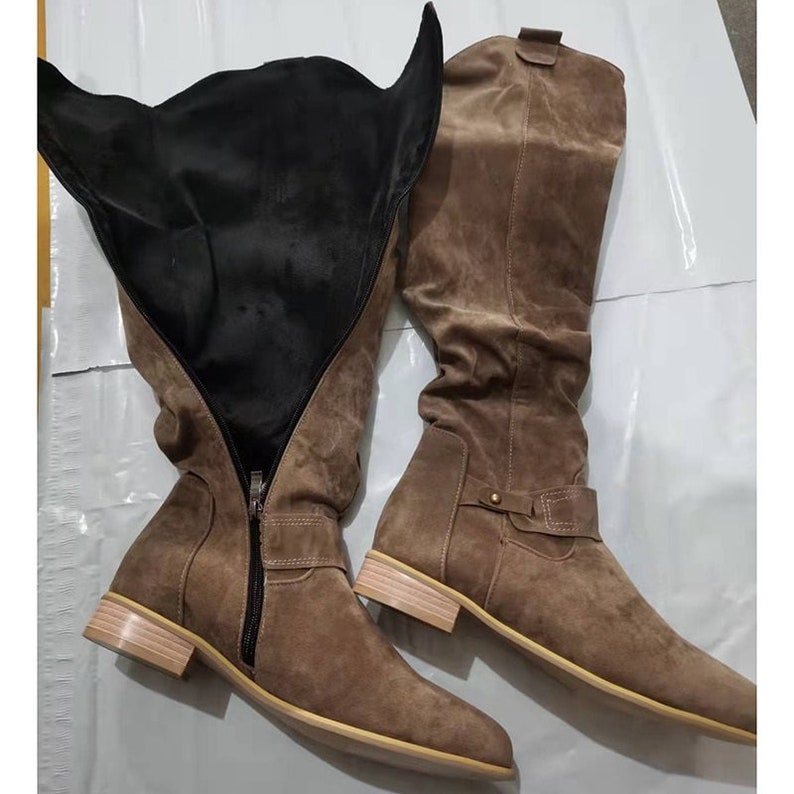 Women's Statement Suede Boots Zip Side in 5 Colors