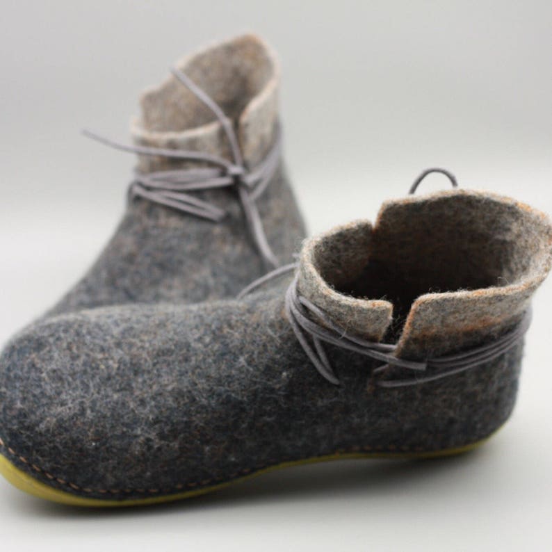 Women's Handmade Felted Wool Winter Ankle Boots Rubber Soles