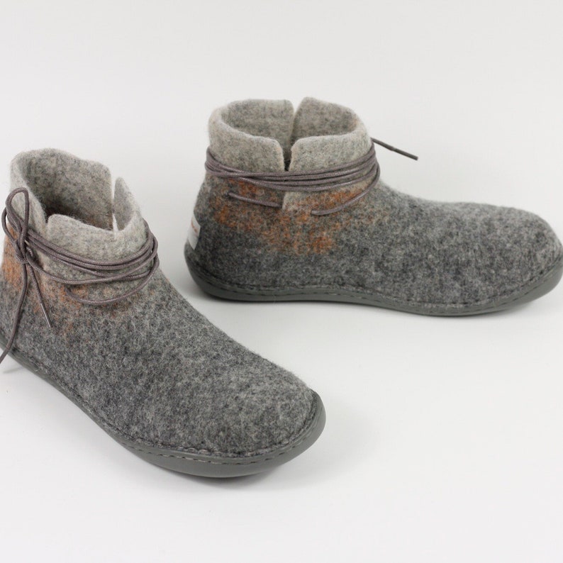 Women's Handmade Felted Wool Winter Ankle Boots Rubber Soles