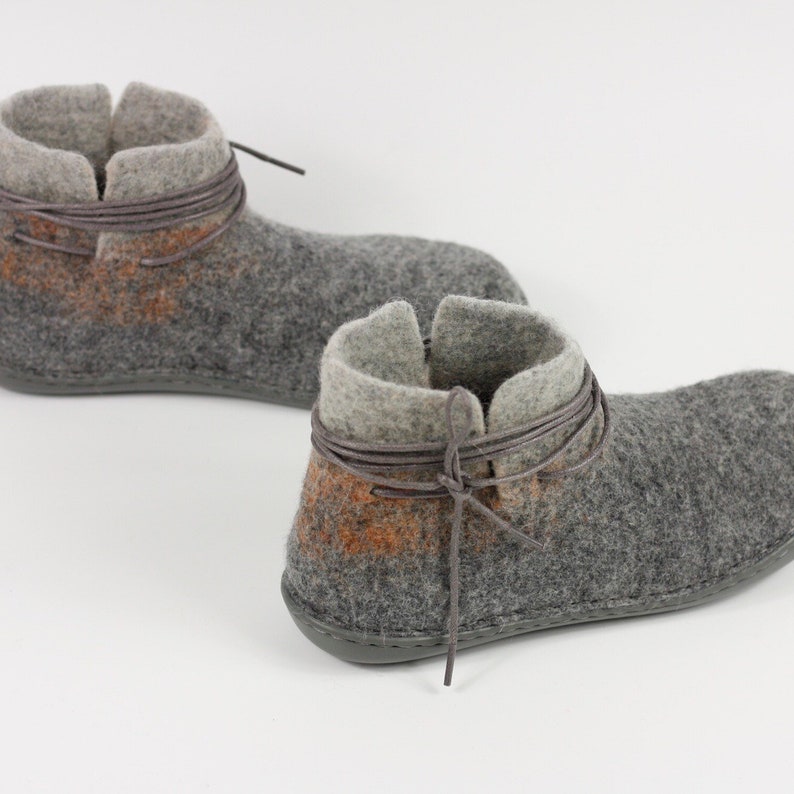 Women's Handmade Felted Wool Winter Ankle Boots Rubber Soles