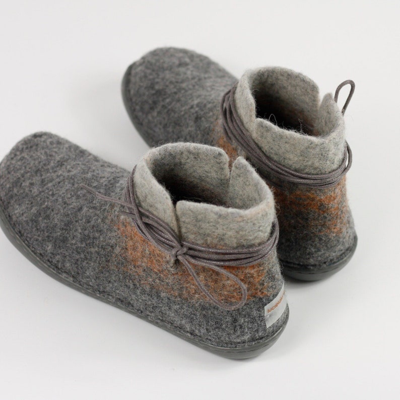 Women's Handmade Felted Wool Winter Ankle Boots Rubber Soles