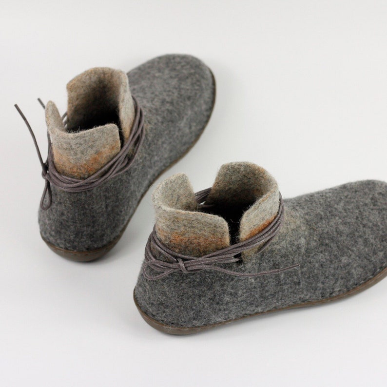 Women's Handmade Felted Wool Winter Ankle Boots Rubber Soles