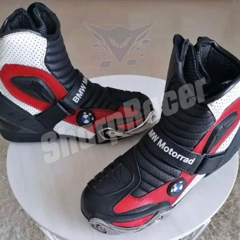 Men's BMW Motorcycle Motorbike Racing Leather Boots Shoes BMW