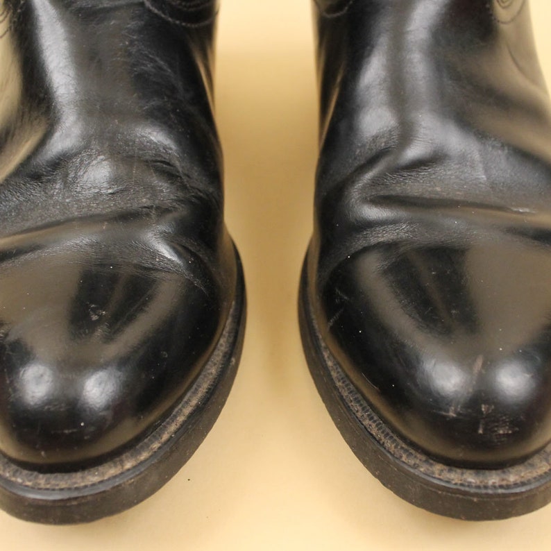 Women's 60s 70s Vtg Black Pull on Boots Motorcycle Biker Punk Cowboy