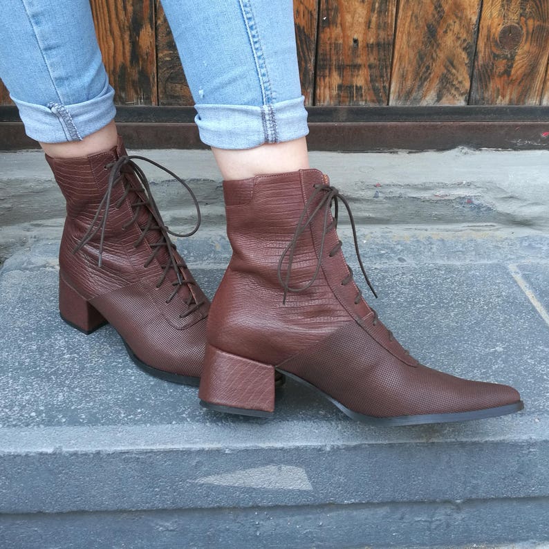 Women's Brown Booties Stylish Handmade Brown Leather Ankle