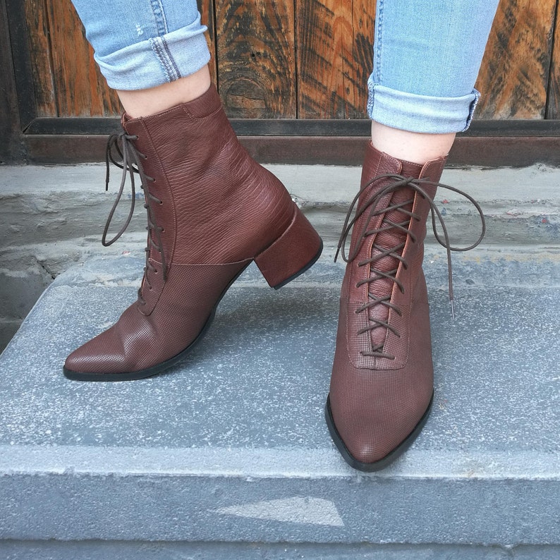 Women's Brown Booties Stylish Handmade Brown Leather Ankle