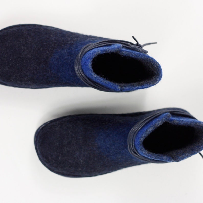 Women's Handmade Felted Wool Ankle Boots Rubber Soles Outdoor